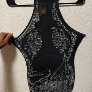 Black Rhinestone Embellished Women's Top